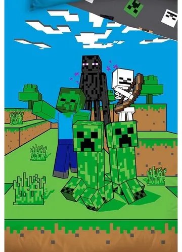 Lenjerie de pat pentru copii Minecraft MobMonsters , 140 x 200 cm, 70 x 90 cm