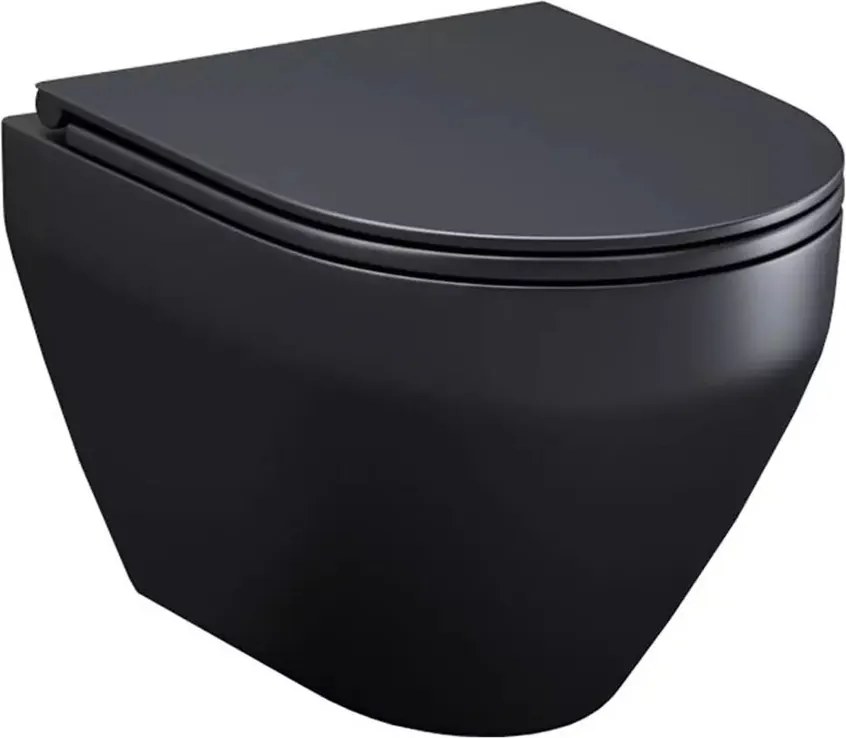 Set vas WC suspendat AM.PM Spirit 2.0 FlashClean cu capac softclose negru mat