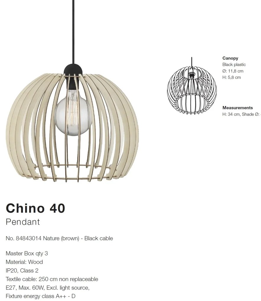 Lustra, Pendul lemn design nordic Chino 40 84843014 NL