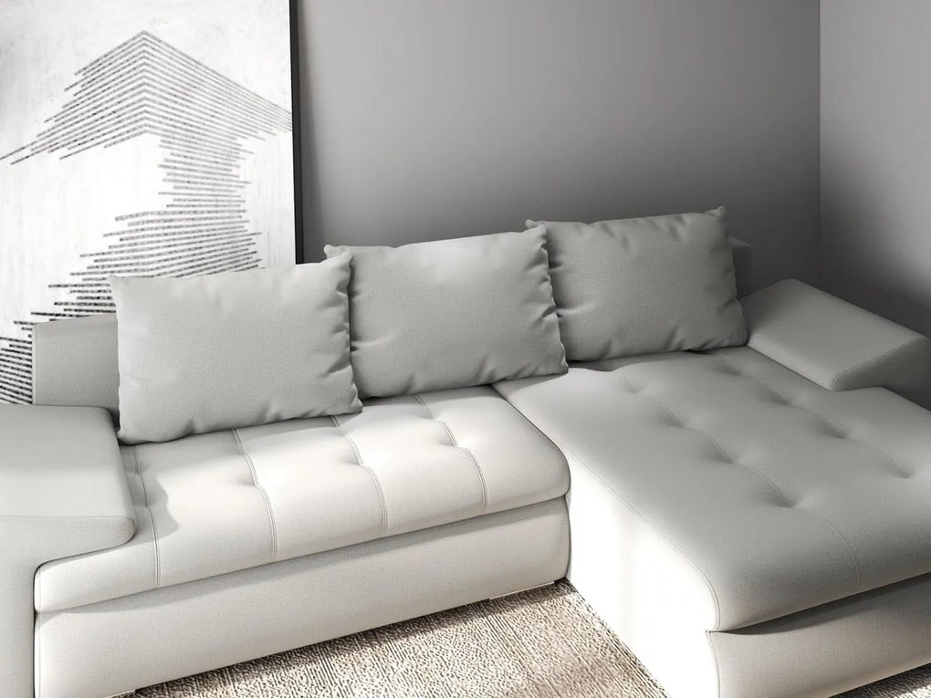 Colțar extensibil dumonde cu ladă de depozitare si sezut confortabil din spuma high-density, Leonardo Royal Gri 260x185 cm II