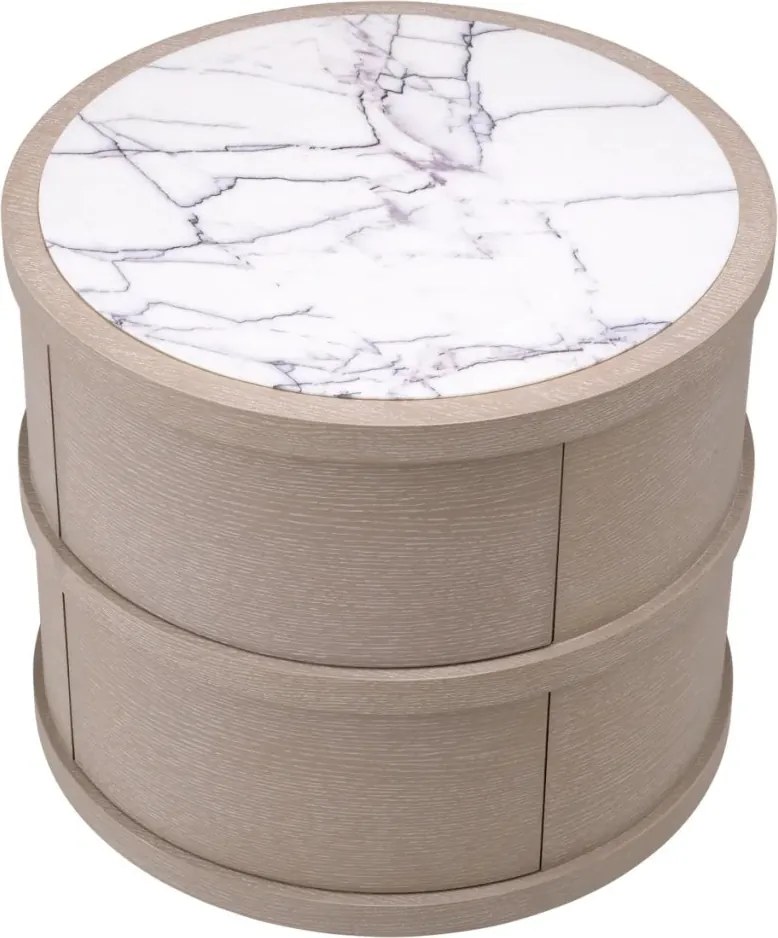 Noptiera/ masuta laterala design LUX Cabana round, stejar albit