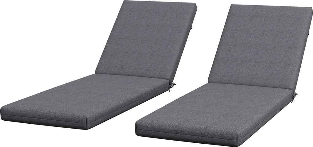 Outsunny Set de 2 Perne pentru Șezut și Spătar, Înlocuire Perne pentru Scaune de Patio, Perne cu Șnururi pentru Interior și Exterior, Gri | Aosom Romania