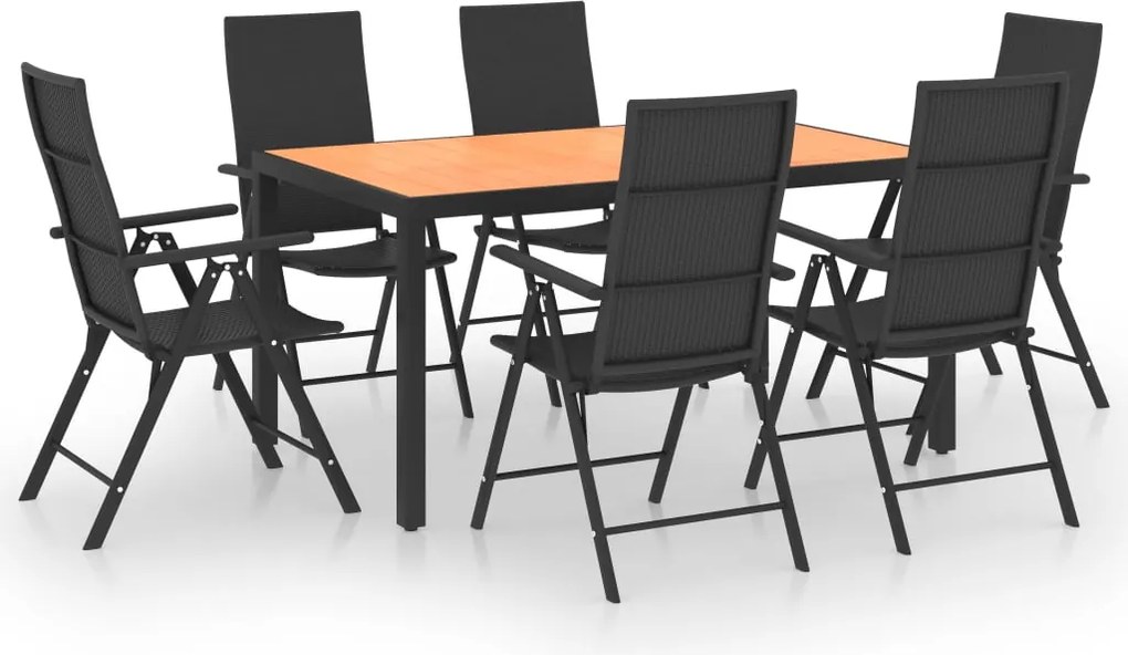 vidaXL Set mobilier de grădină, 7 piese, negru și maro