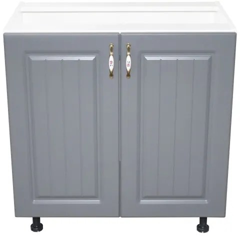 Corp inferior cu 2 usi 80 cm Zebra, Alba/MDF GRI, fara blat 80 x 82 x 50
