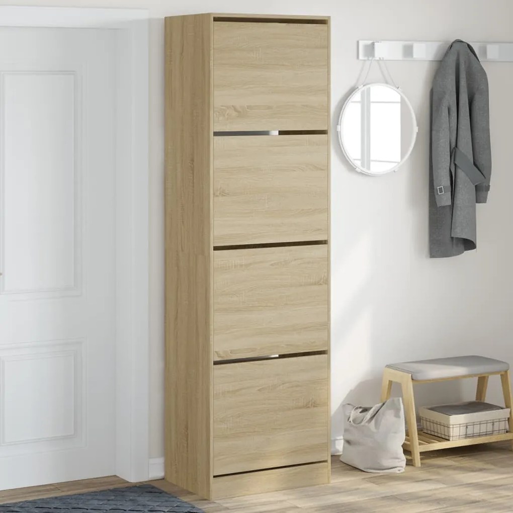 vidaXL Pantofar cu 4 sertare rabatabile, stejar sonoma, 60x42x204 cm