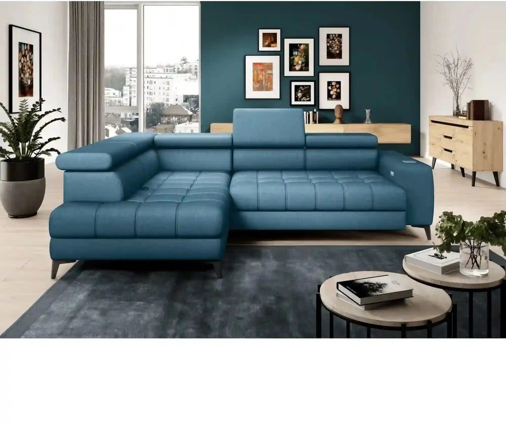 Coltar modern pentru living BAGGIO, sezlong stanga, stofa catifelata a