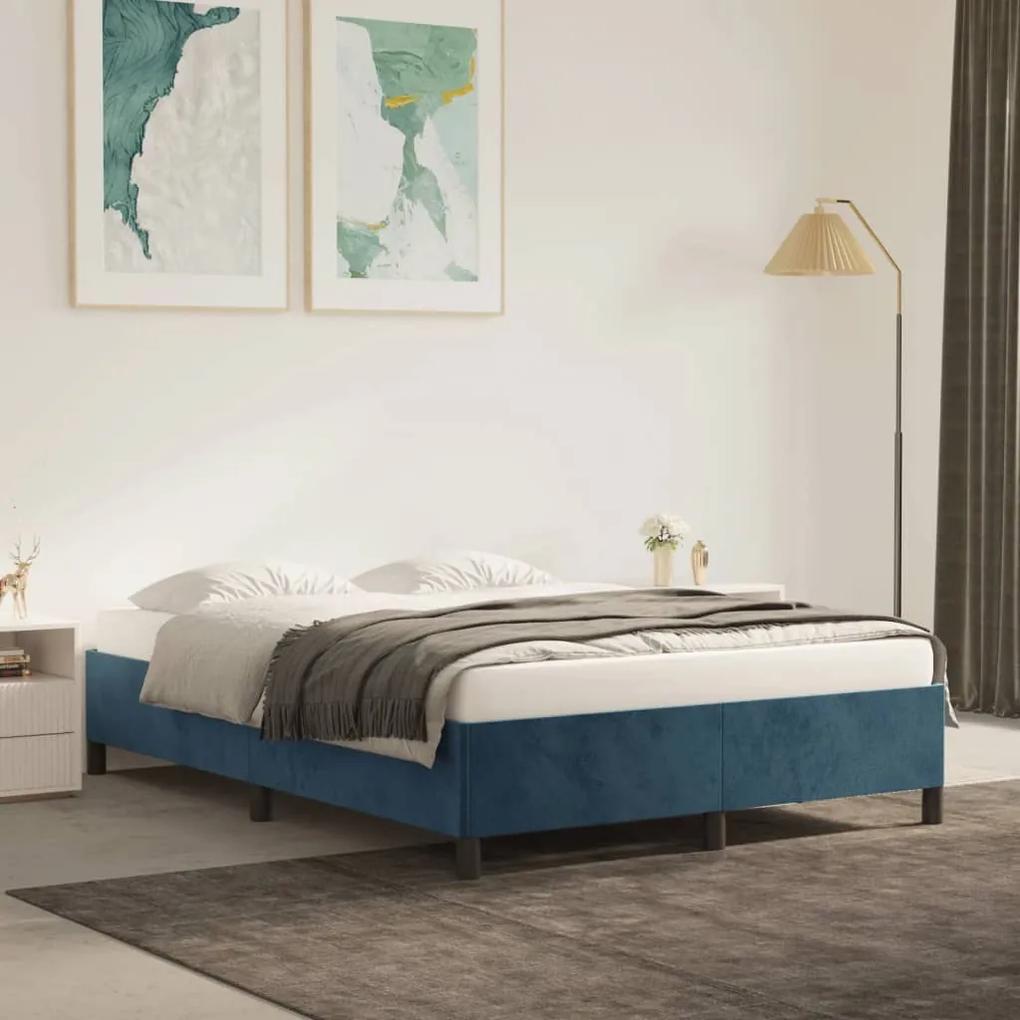 347328 vidaXL Cadru de pat, albastru închis, 140x200 cm, catifea