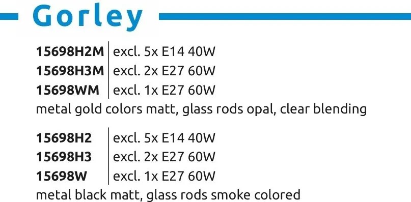 Lustra suspendata, Metal Negru, Sticla Fumurie, GORLEY 15698H3 GL