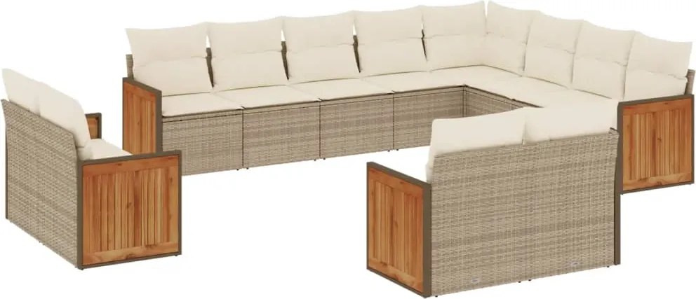 vidaXL Set canapele de grădină cu perne, 12 piese, bej, poliratan