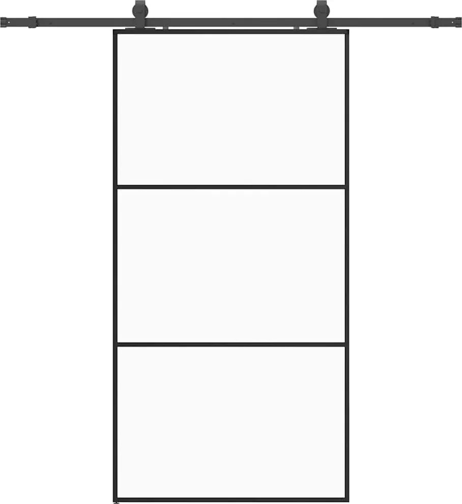 vidaXL Ușă glisantă cu set de feronerie neagră 102x205 cm Sticlă ESG