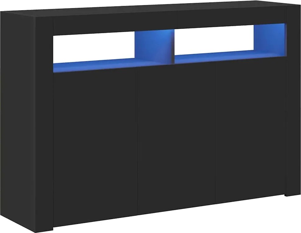 vidaXL Servantă cu lumini LED,negru , 115,5x30x75 cm