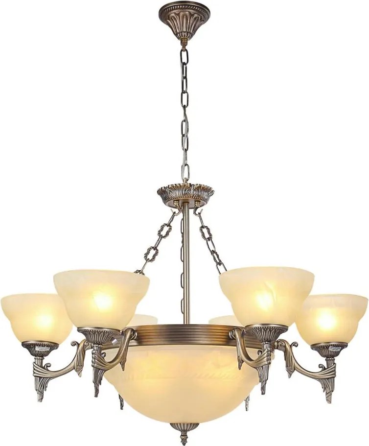 Brilagi - Candelabru suspendat cu lanț DAHLIA 9xE27/40W/230V Ø 74 cm alamă