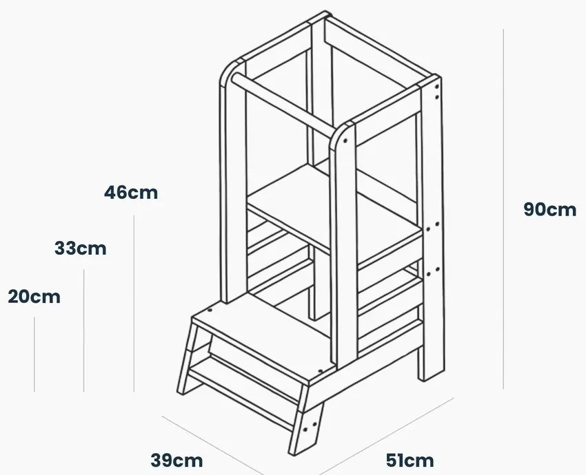 Turn de învățare albastru din lemn de pin Montessori – Meowbaby