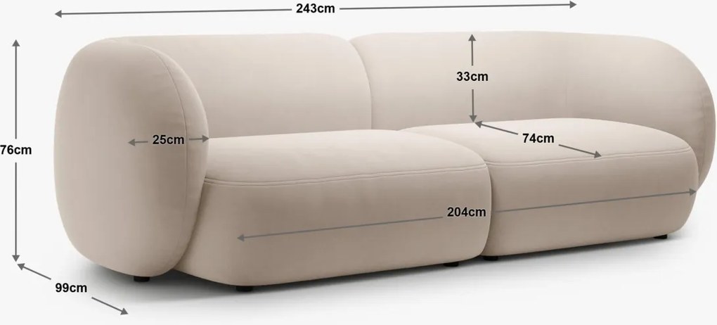 Canapea Kate 4 locuri boucle Baloo L243 cm