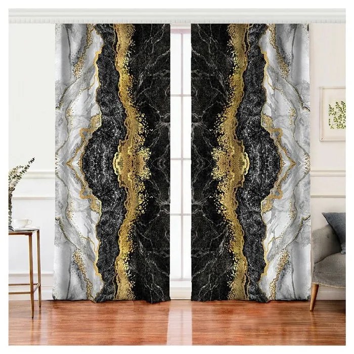 Draperii negre-aurii 2 buc. 140x260 cm – Mila Home
