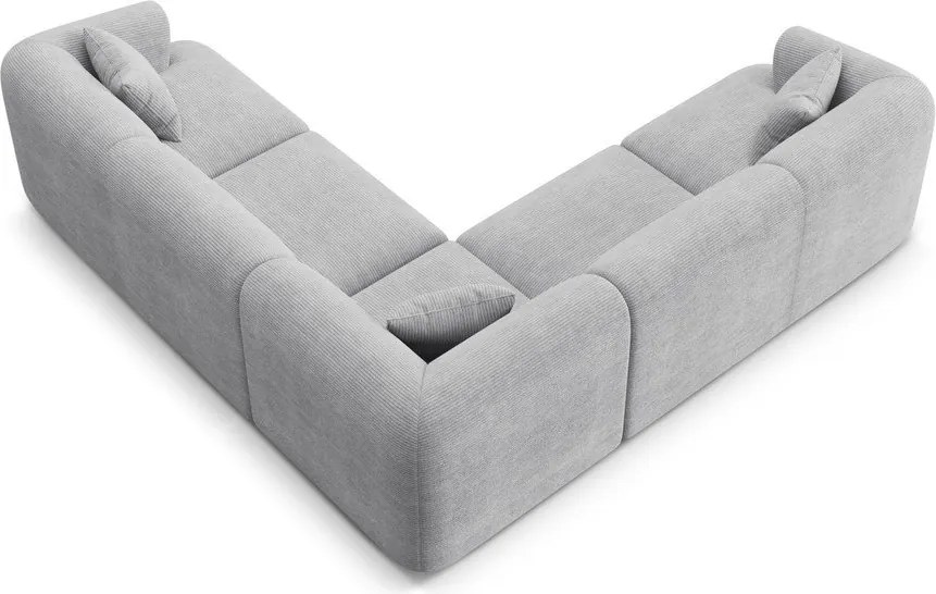 Colțar gri deschis cu tapițerie din catifea reiată Campi – Cosmopolitan Design