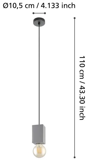 Eglo 43597 - Pendul PRESTWICK pe cablu 1xE27/40W/230V