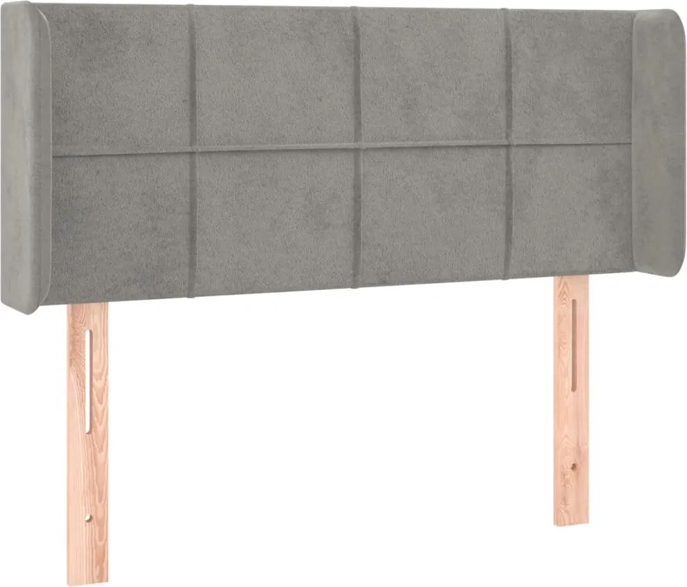 vidaXL Tăblie de pat cu aripioare gri deschis 103x16x78/88 cm catifea