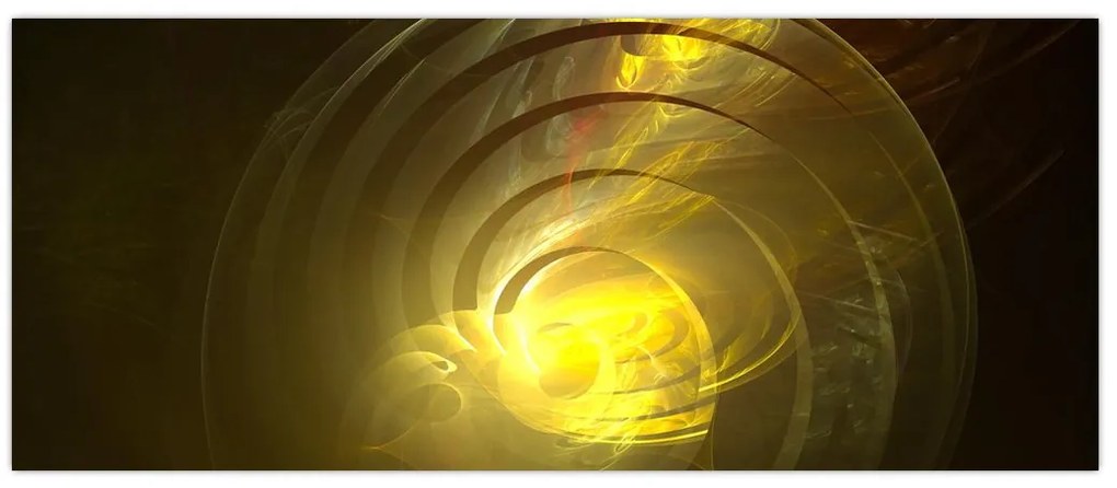 Tabloul cu spirala abstractă în galben (120x50 cm)