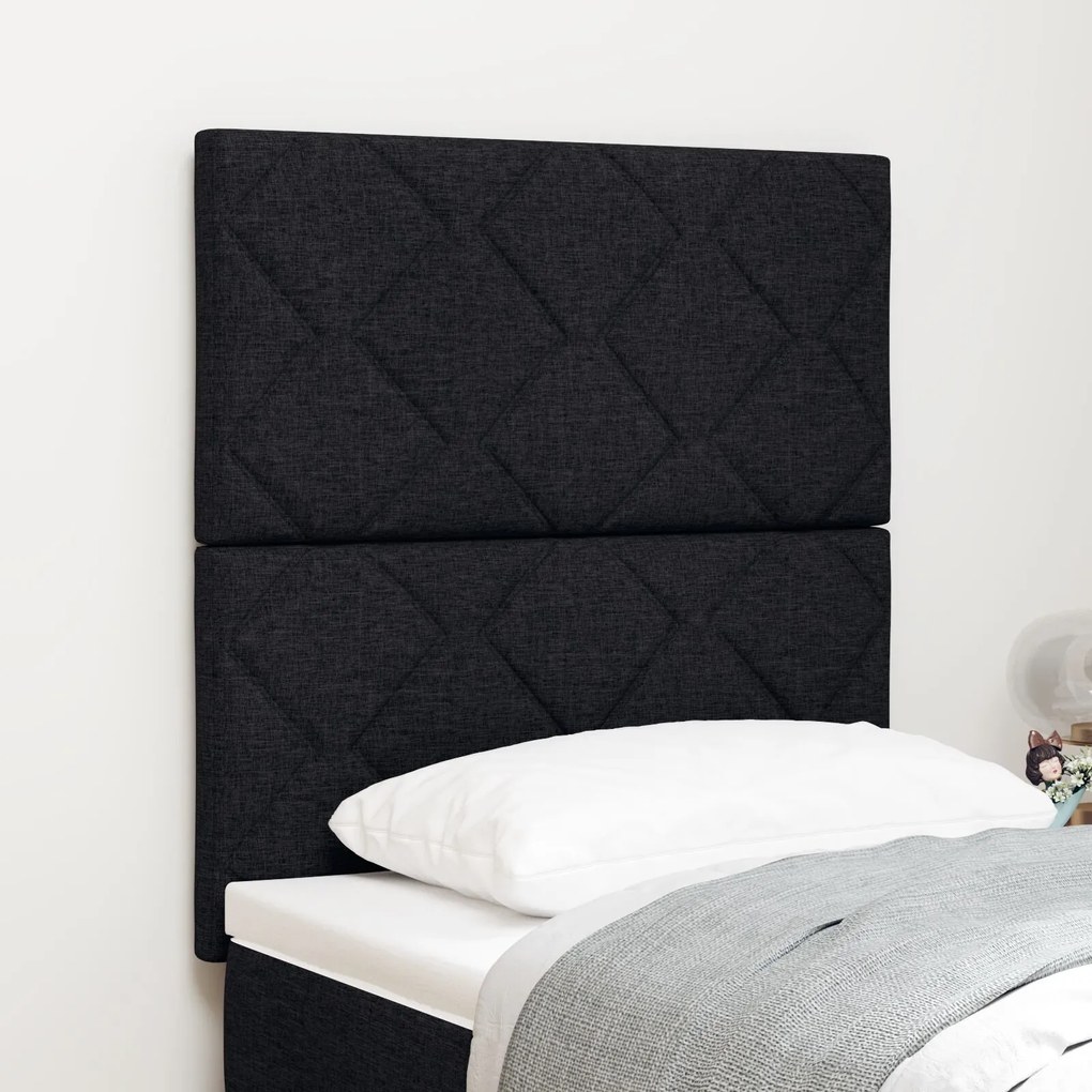vidaXL Tăblia de pat Neagră cu design Diamond Blocks de 80 cm din poliester