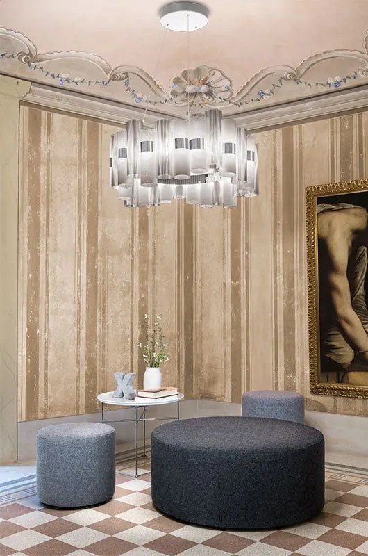 Lustra LED moderna design Art Deco realizata manual LA LOLLO L White