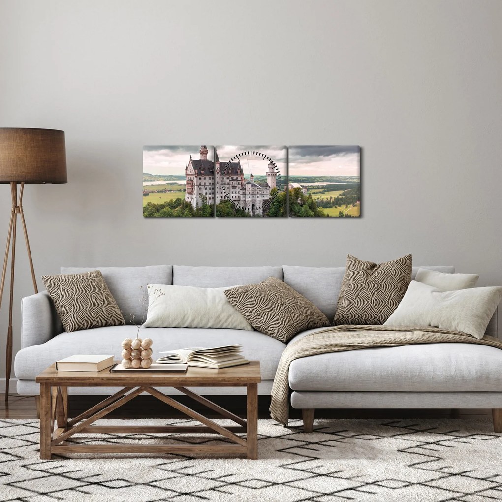 Tablou - Castelul pe stânci (cu ceas) (90x30 cm)