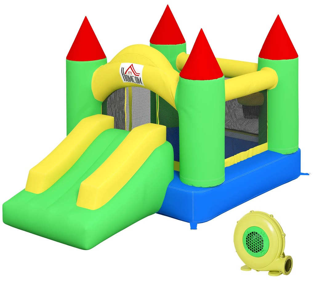 HOMCOM Castel gonflabil cu tobogan și plasă de siguranță, până la 100 kg, 3-10 ani, 300x180x160cm | Aosom Romania