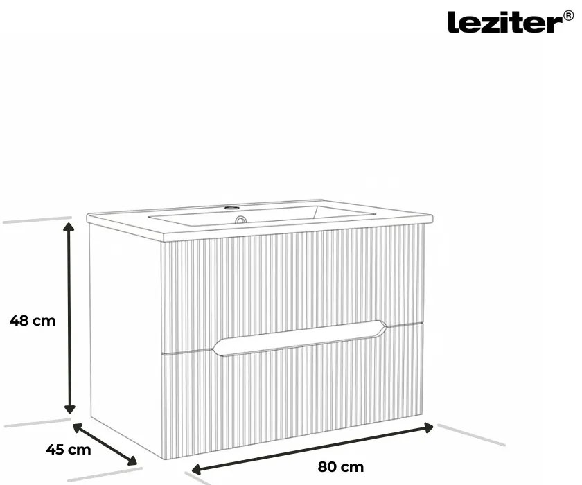 Trent 80 mobilier de baie inferior cu chiuvetă ceramică 2 sertare, verde deschis