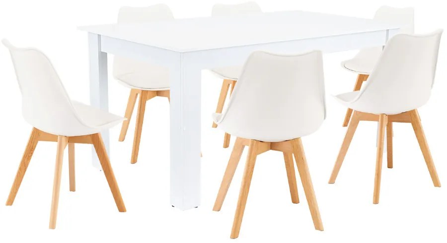 Set de masă Lola 6+1 alb-alb