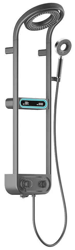 Set de duș digital Tropic cu baterie termostatică, gri