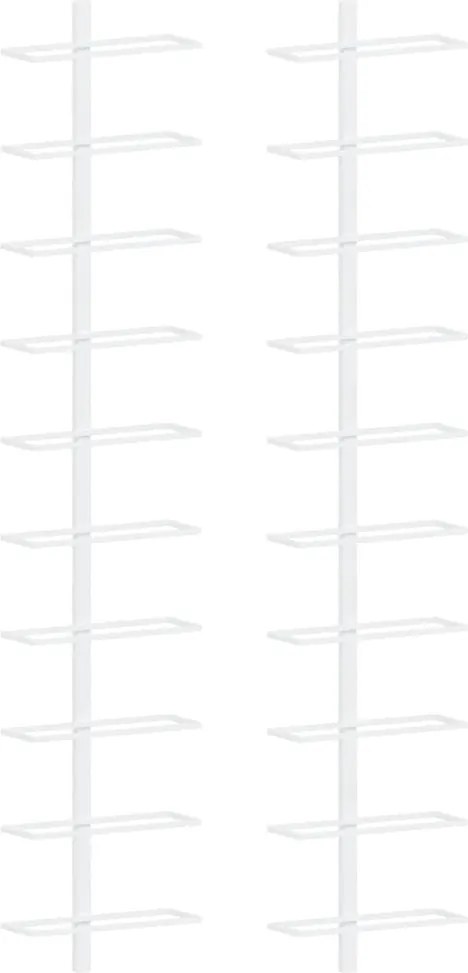 vidaXL Suport sticle de vin, de perete, 10 sticle, 2 buc., alb, metal