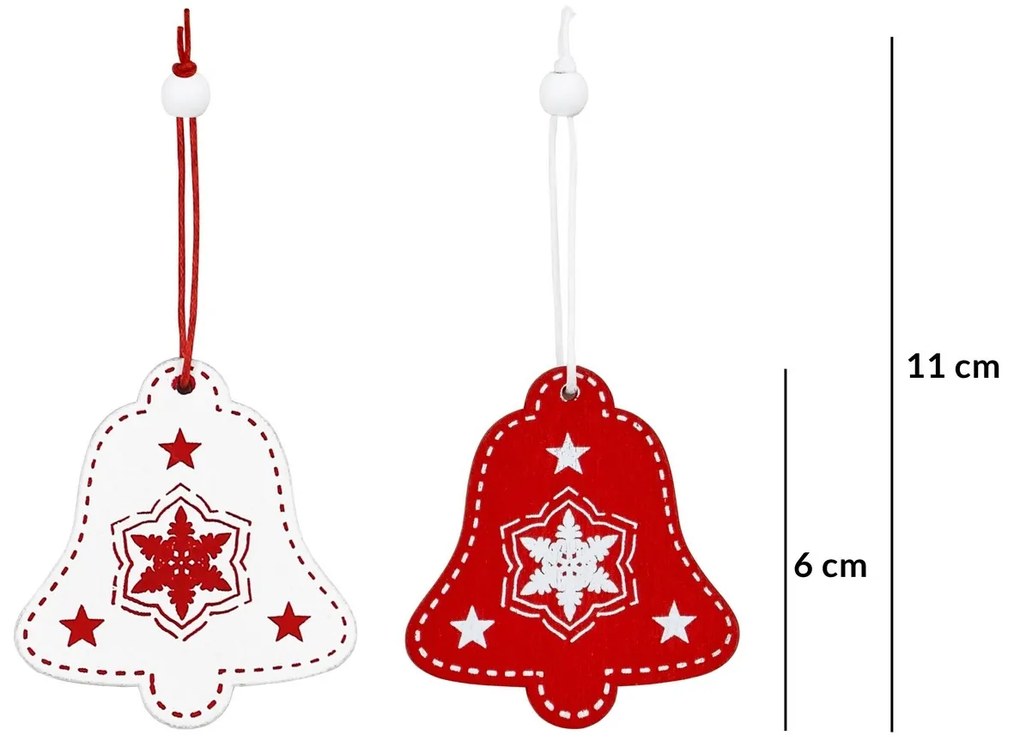 Domarex Ornamente de Crăciun din lemn Clopoțeiroșii , 12 buc