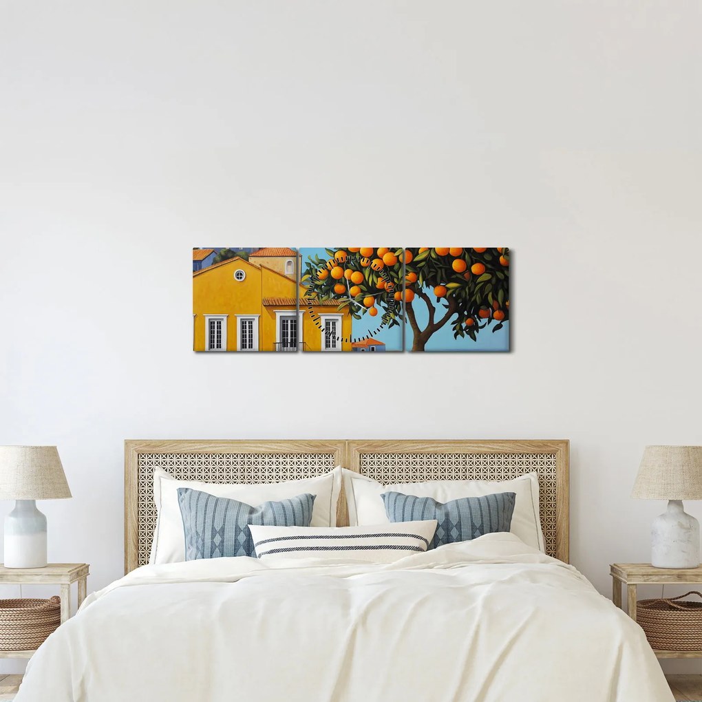Tablou - Portocal (cu ceas) (90x30 cm)