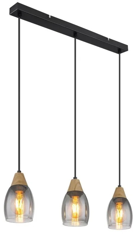 Lustra suspendata design modern REID negru, fumuriu