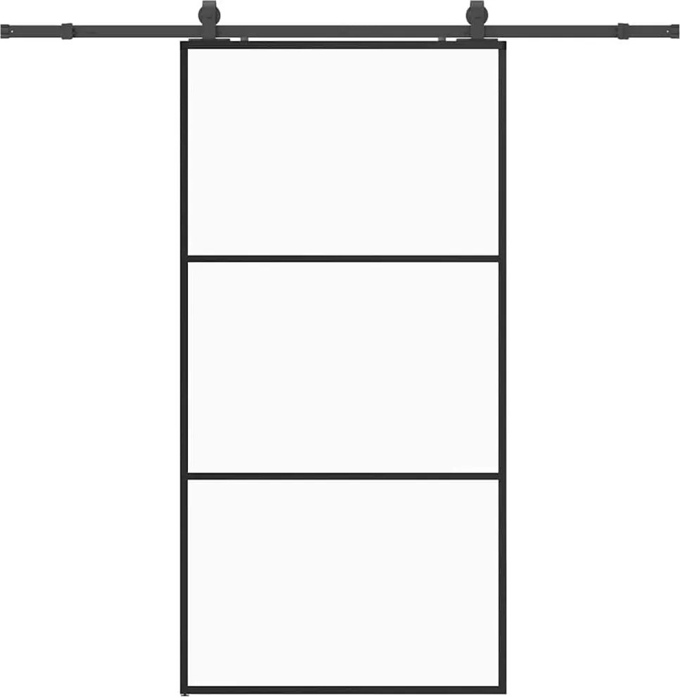 vidaXL Ușă glisantă cu set de feronerie neagră 102x205 cm Sticlă ESG