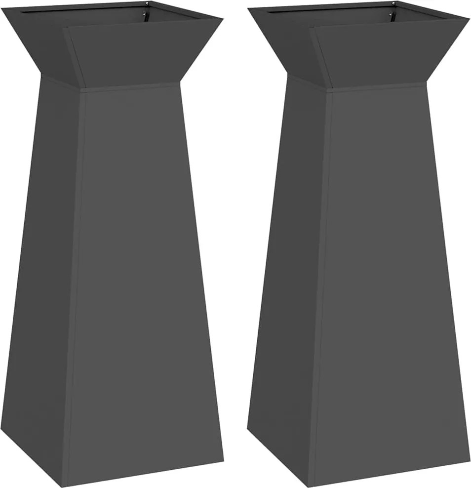 vidaXL Vază pe pilon 2 pcs Negru 40 x 40 x 100 cm