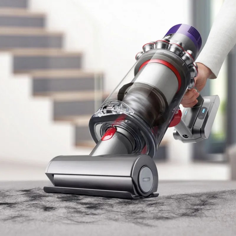Aspirator vertical Dyson Cyclone V10 Absolute 448883-01, 150AW, 125.000 rpm, 0,77 l, 60 min, 3 moduri, 2 Tier Cyclone™, HEPA, silențios, golire igienică, fără încurcături, nichel/portocaliu