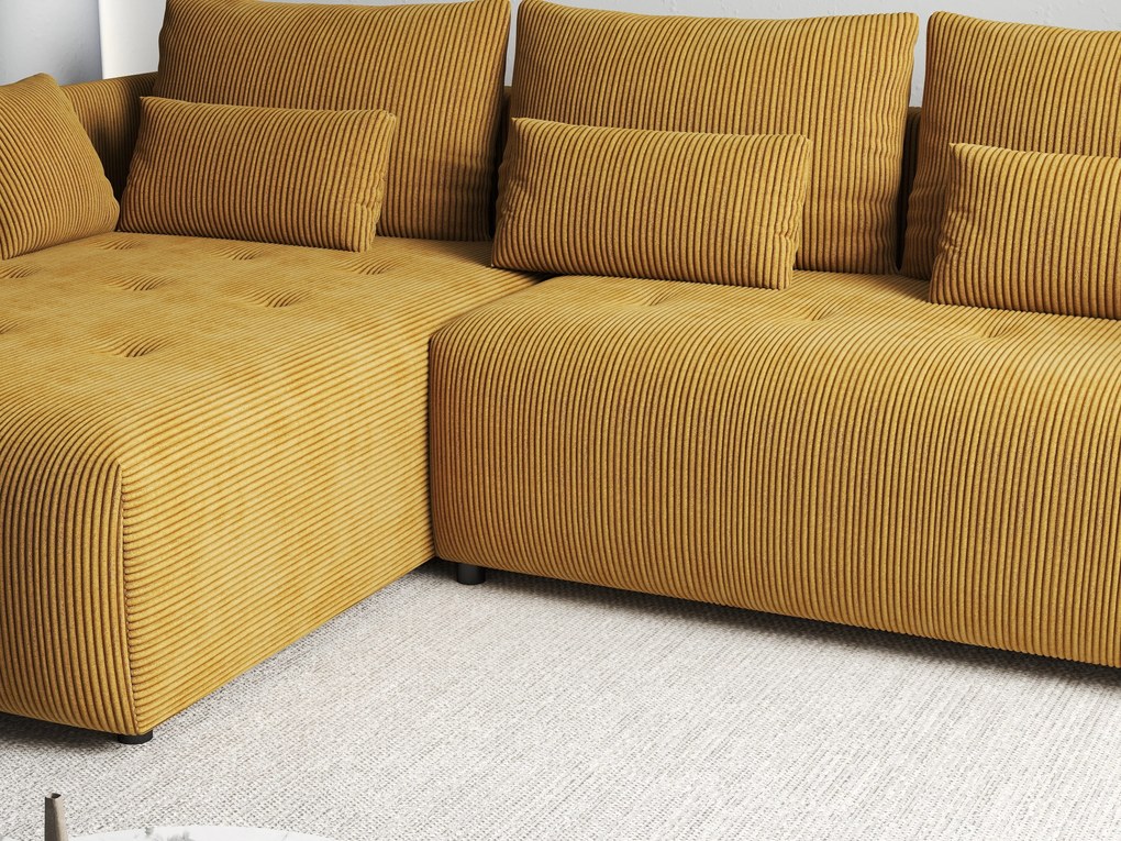 Colțar extensibil dumonde cu ladă de depozitare si sezut confortabil din spuma high-density, Malta Zoom Mustar II 235x185 cm