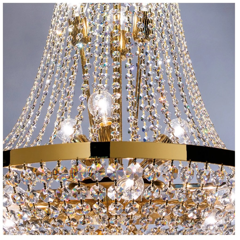 Lustra suspendata cristal Schöler design de lux Sheraton 70cm, 24K gold plated