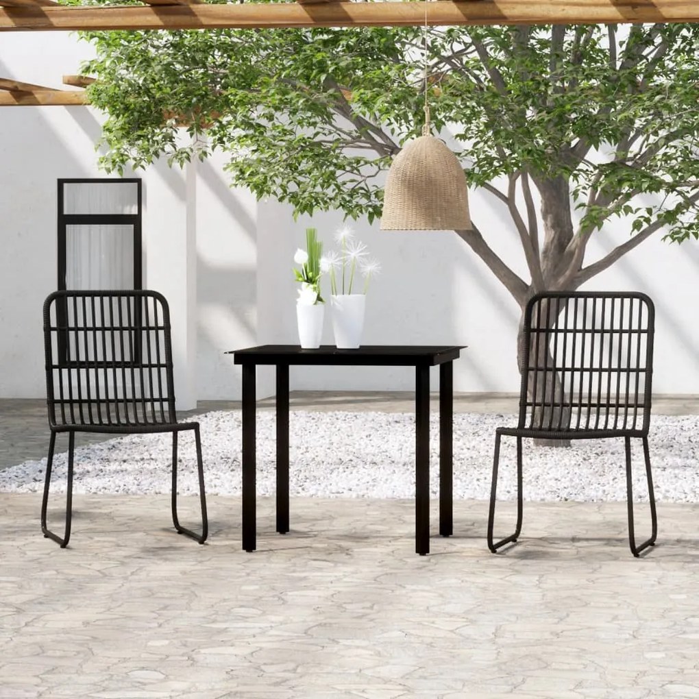 Set de mobilier pentru gradina, 3 piese, negru Negru, Lungime masa 80 cm, 3