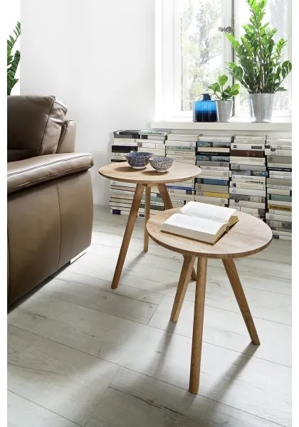 Set de 2 măsuțe de cafea VEYLOR, stejar