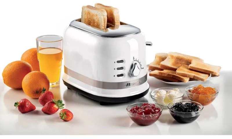Prajitor de paine Ariete MODERNA 0149/01, 815W, 2 felii, 3 functii, 6 trepte, Tava firimituri detasabila, Alb
