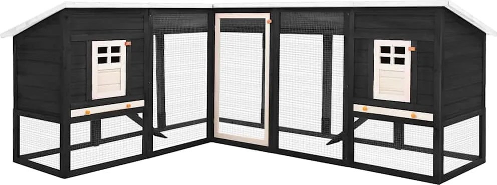 vidaXL Cușcă iepuri exterior, spațiu de joacă, gri/alb, lemn de brad