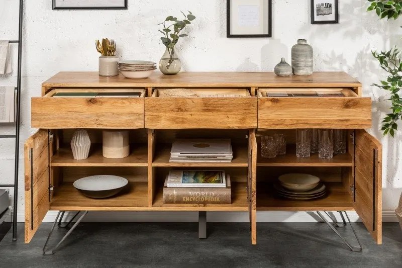 Comoda design industrial Living Edge 160cm, stejar salbatic
