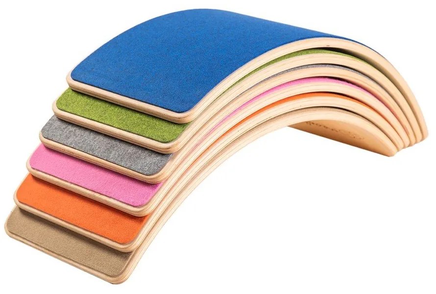 Placă de echilibru roz/în culoare naturală din lemn de pin 80x30x18 cm Montessori – Meowbaby