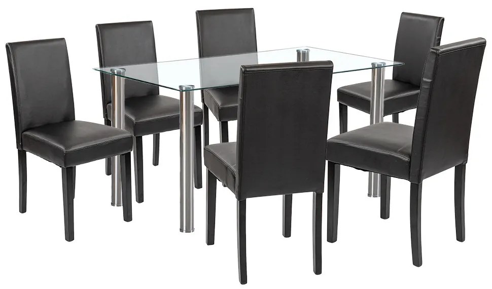 Set de masă Cadiz 6+1 alb-negru