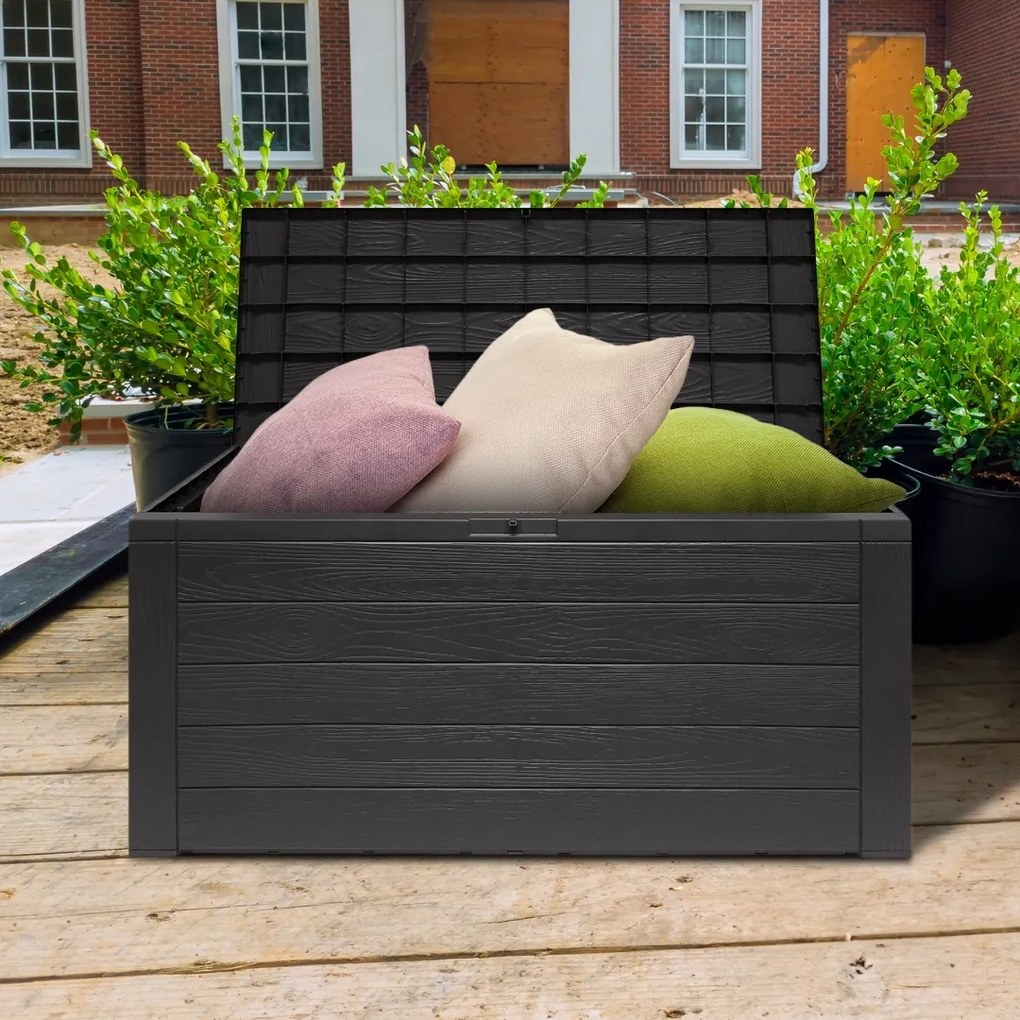 Cutie de depozitare WOODEBOX, 280L, 120x46x57cm, antracit Prosperplast