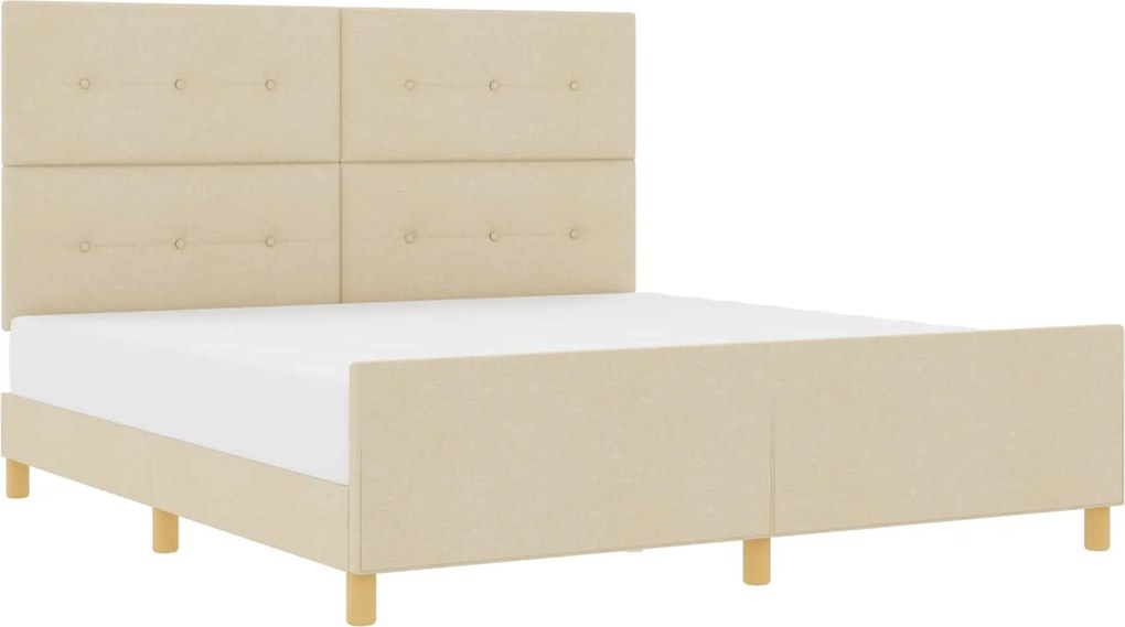 vidaXL Cadru de pat cu headboard Crem 180 x 200 cm țesătură