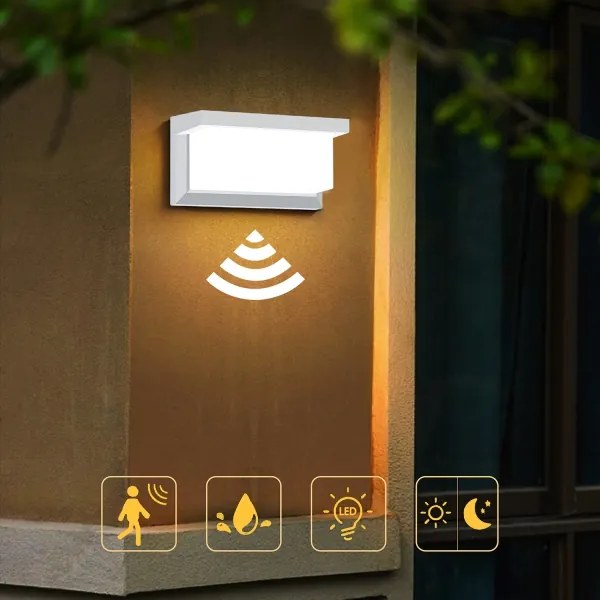 Aplică LED de exterior cu senzor Brilagi BRICKY LED/12W/230V alb IP54