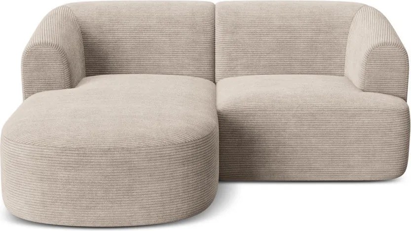 Colțar maro deschis cu tapițerie din catifea reiată (cu colț pe partea stângă/cu șezlong) Campi – Cosmopolitan Design